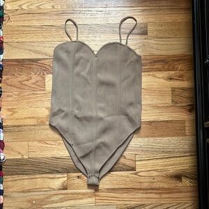 Zara Tan Ribbed Bodysuit